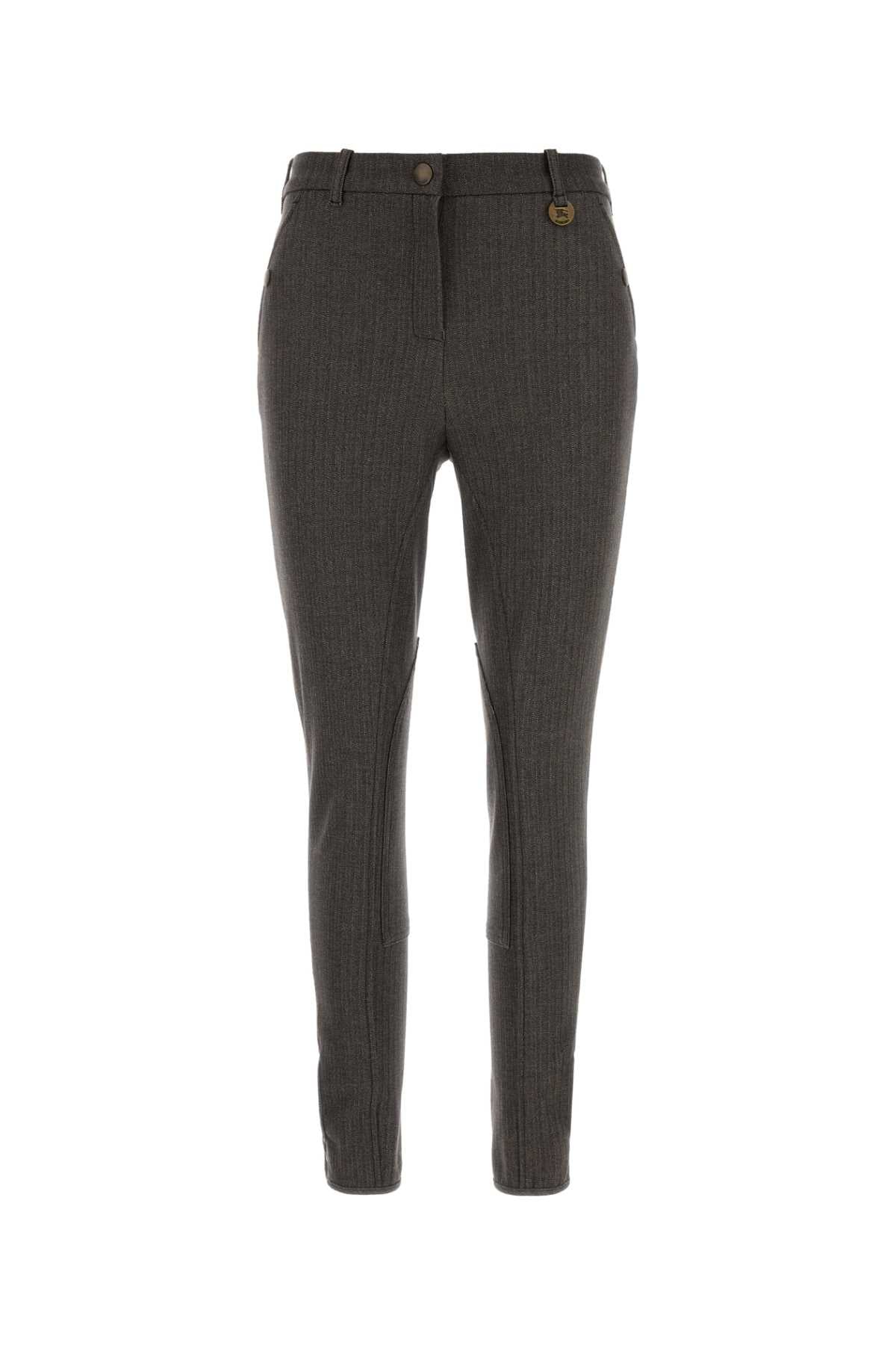 Embroidered Stretch Cotton Trousers — Gray