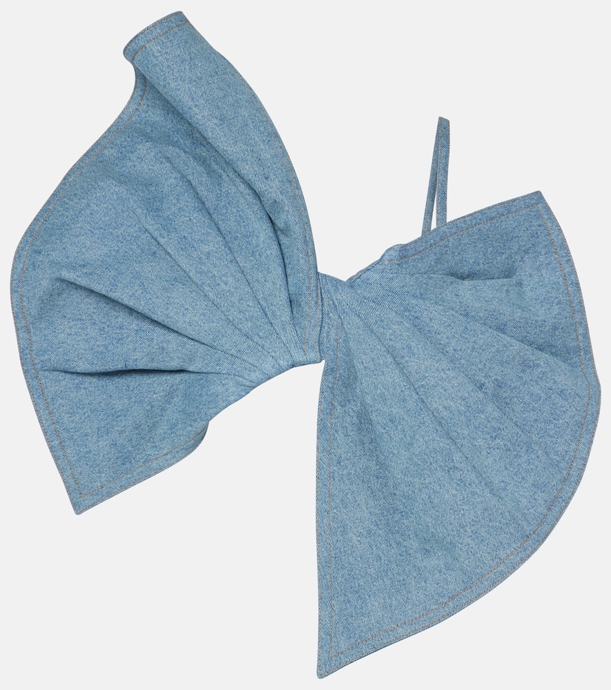 Bow-detail denim top