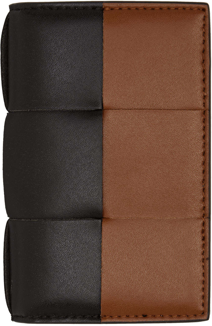 Bottega Veneta Brown & Tan Cassette Flap Card Case Wallet