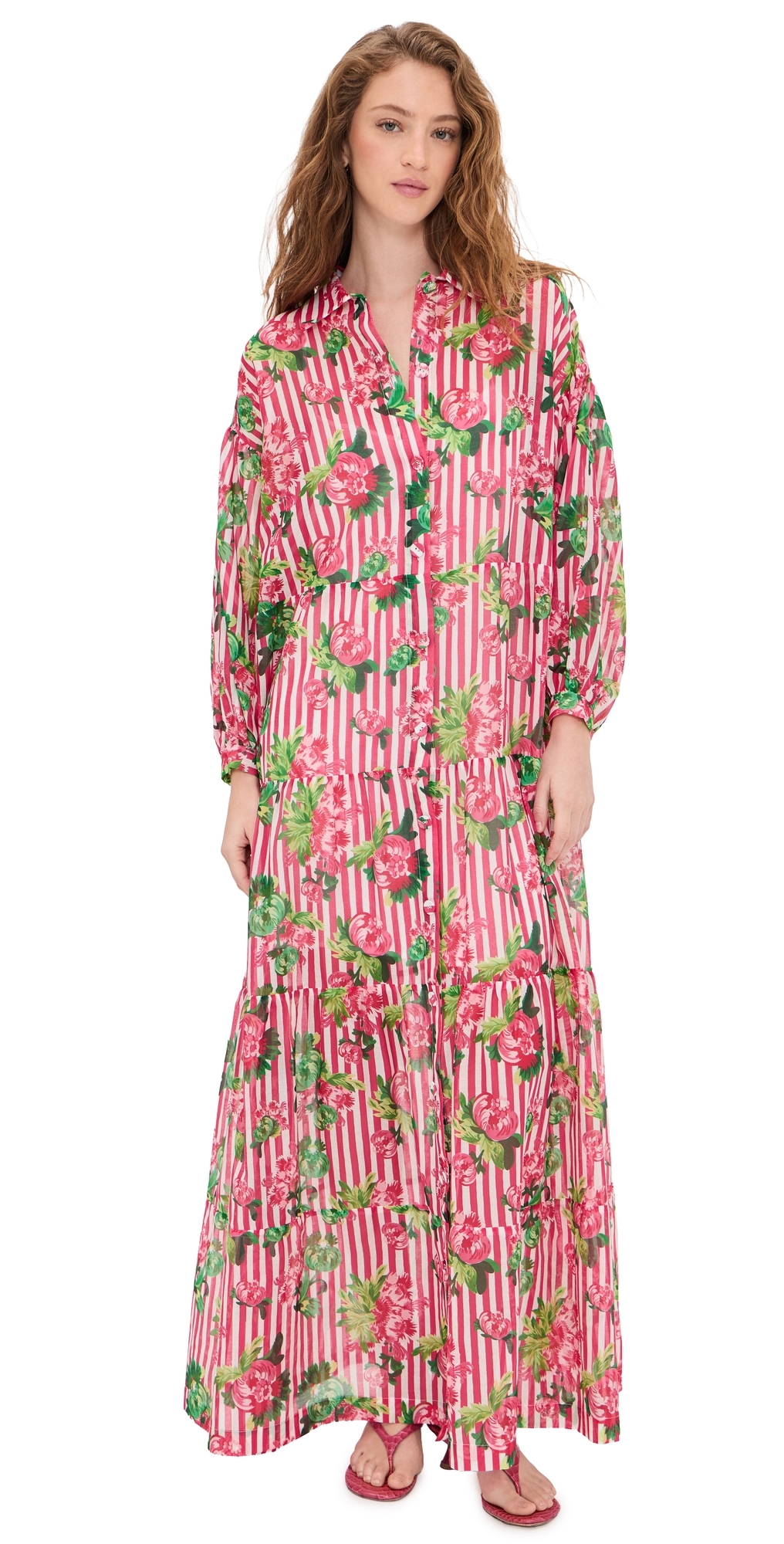 Soleil Maxi Dress Pivoines Stripe
