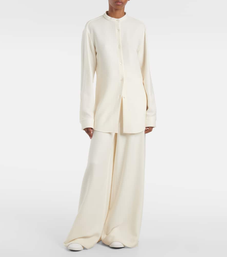 Gelos wool and silk jacquard palazzo pants