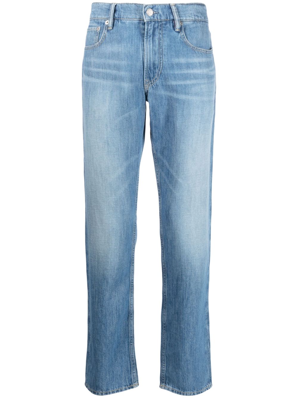 Stonewashed straight-leg jeans - Blue