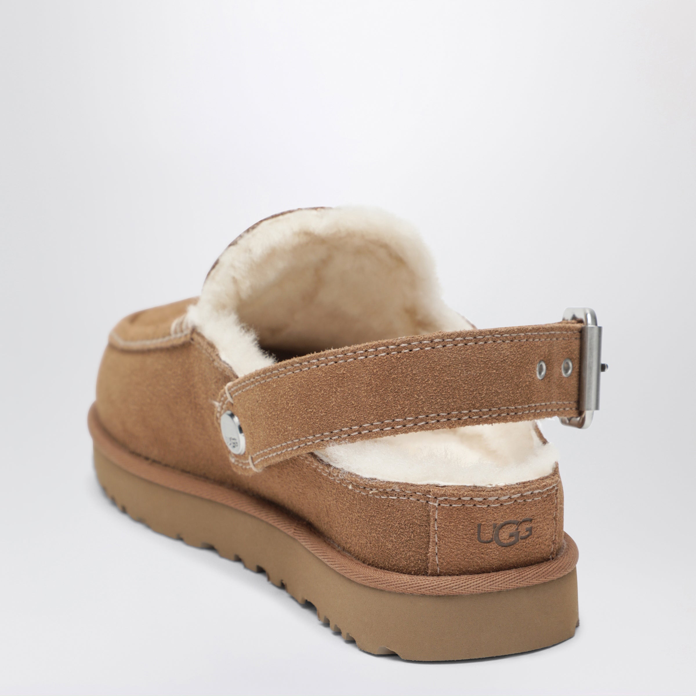 Goldenstar Evelina chestnut suede sabot