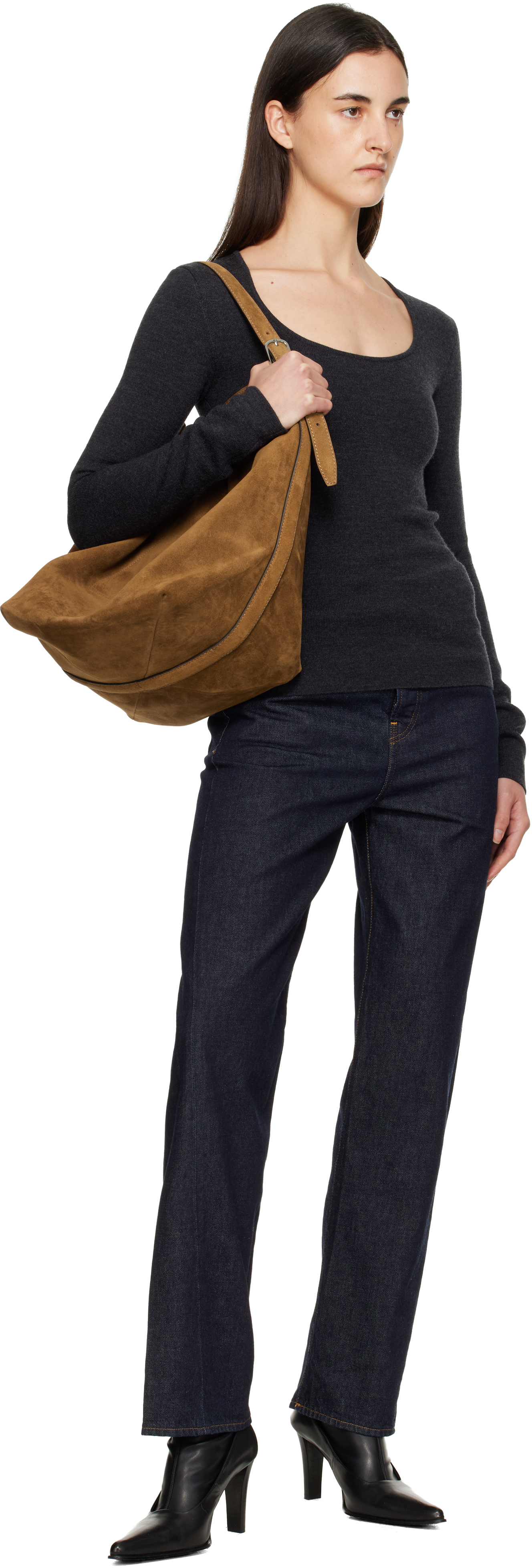 Tan Belted Suede Tote