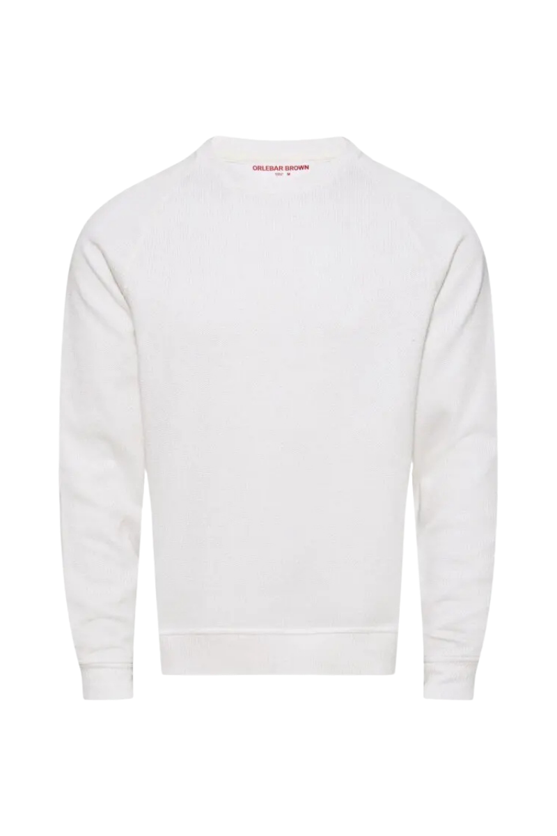 Cotton-Blend Crew Neck Sweatshirt — White