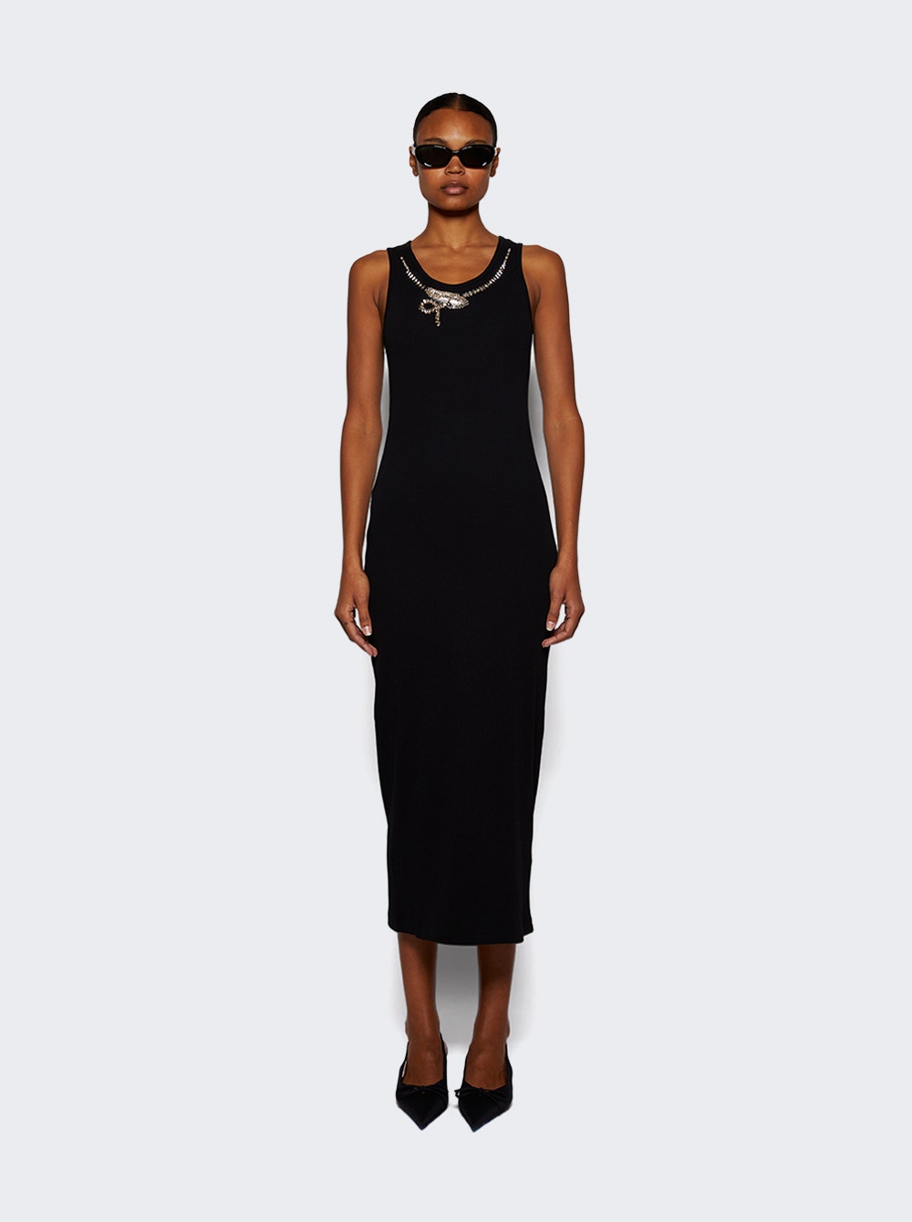 Snake-crystal midi dress - Black