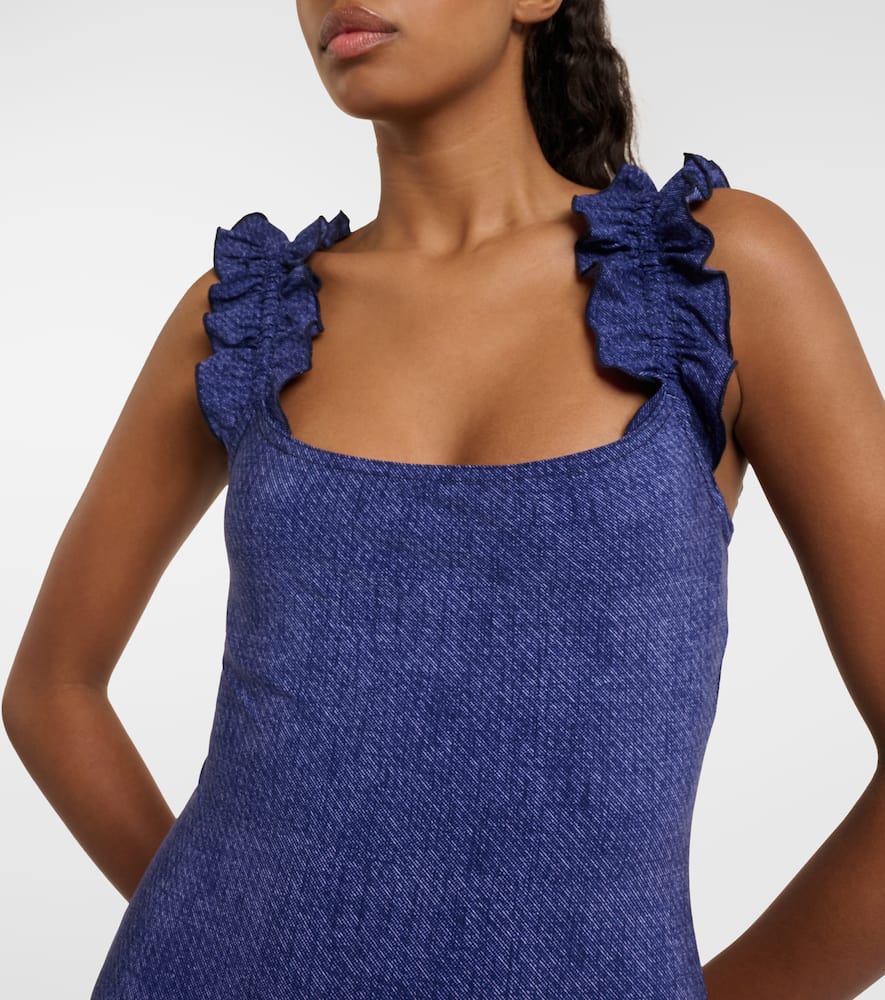 Nori ruffled denim swimsuit