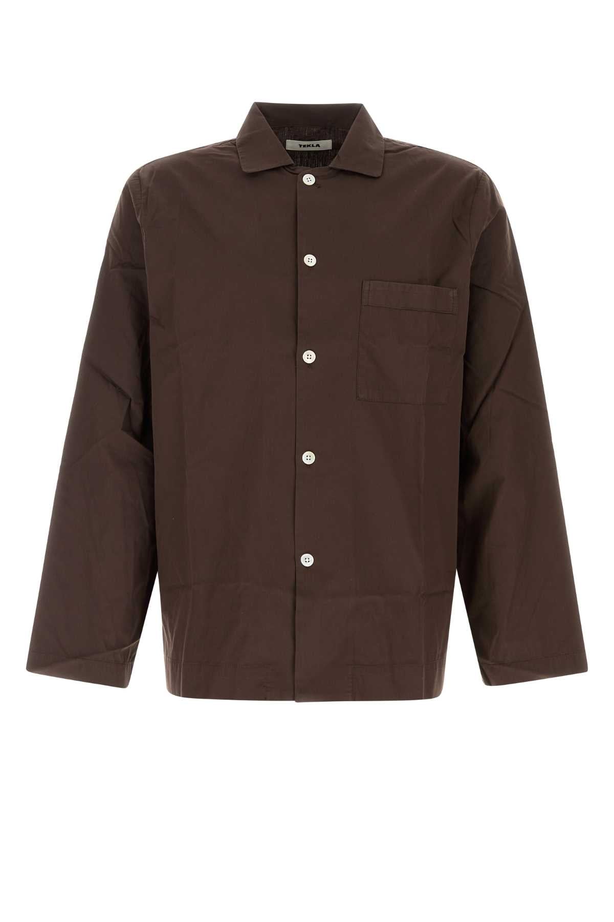 Poplin Pyjamas Shirt — Brown