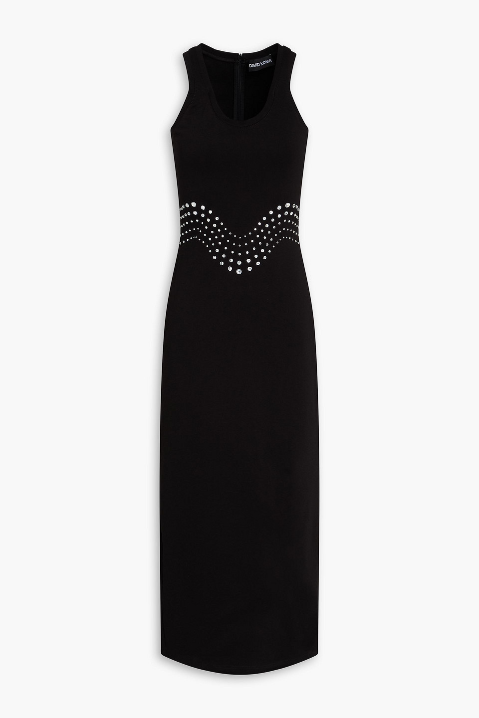 Crystal-embellished jersey midi dress - Black - UK 8