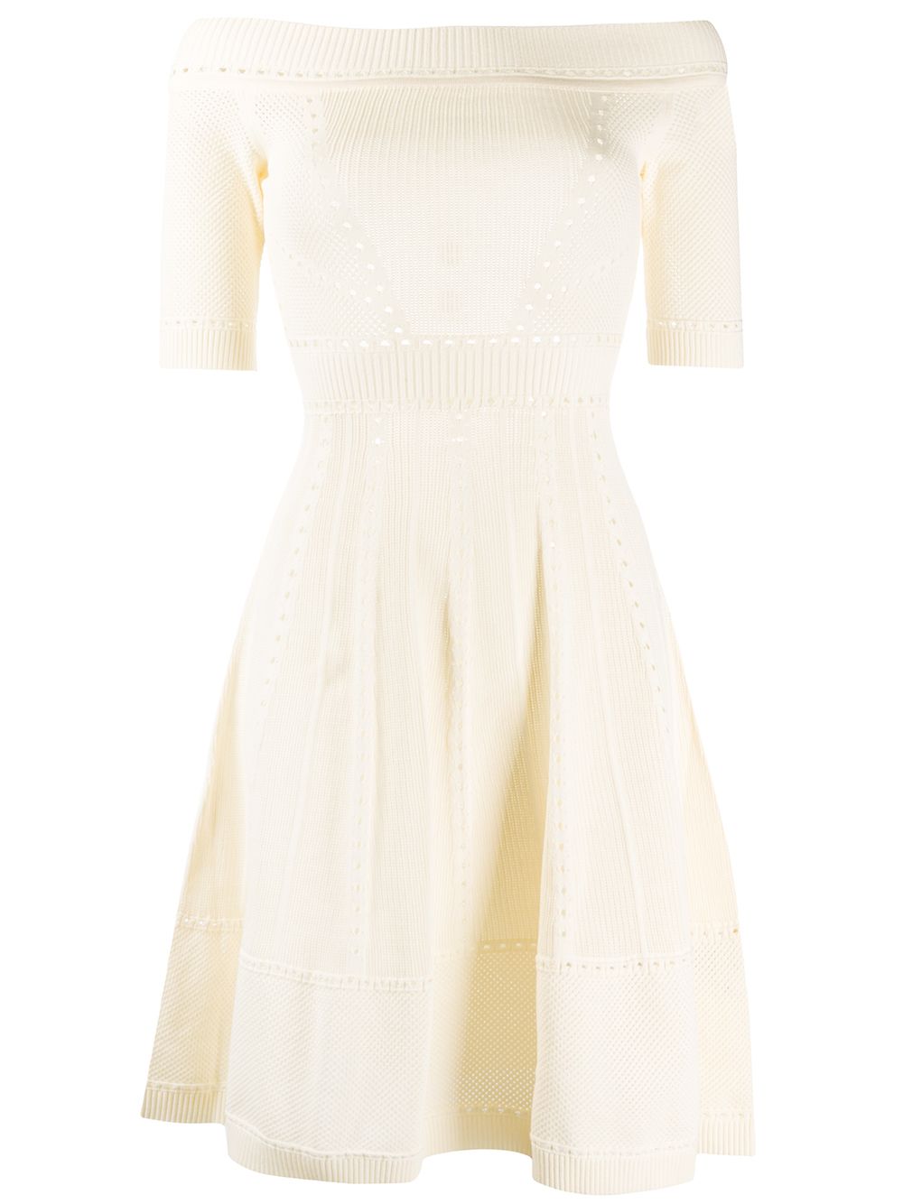Open-knit flared dress - Neutrals