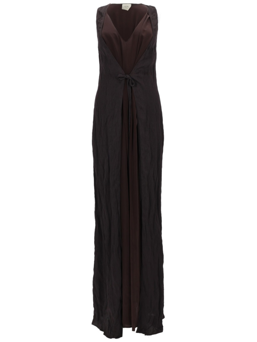 Brown V Neck Maxi Dress