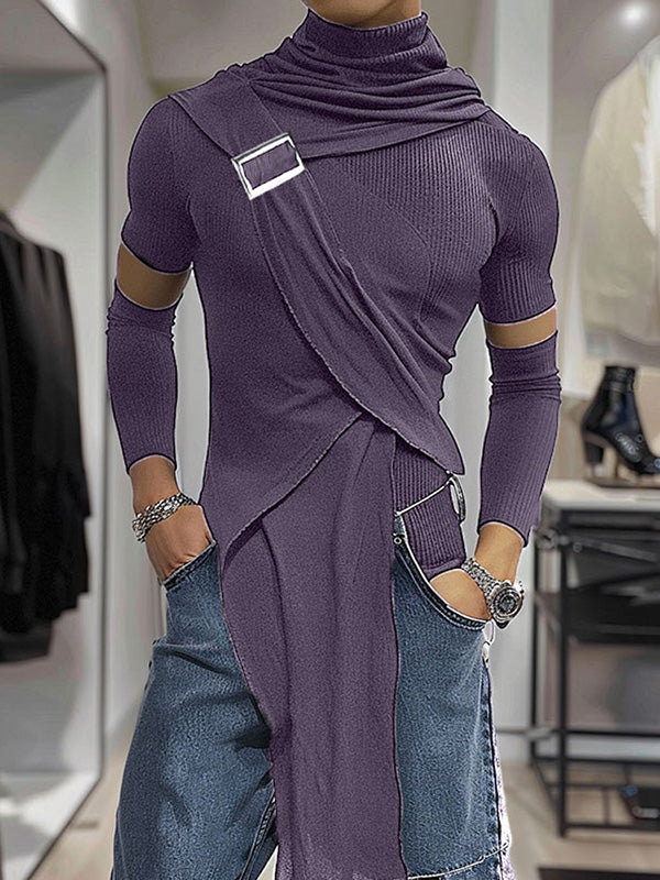 Mens Deconstructed Solid Color T-Shirt SKUK72511 - Purple / S