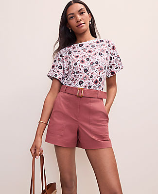 Ann Taylor Weekend Floral Crew Neck Top