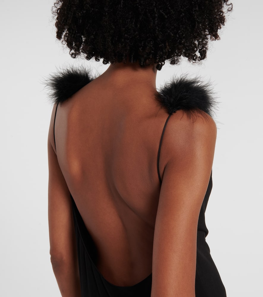 Boa feather-trimmed maxi dress