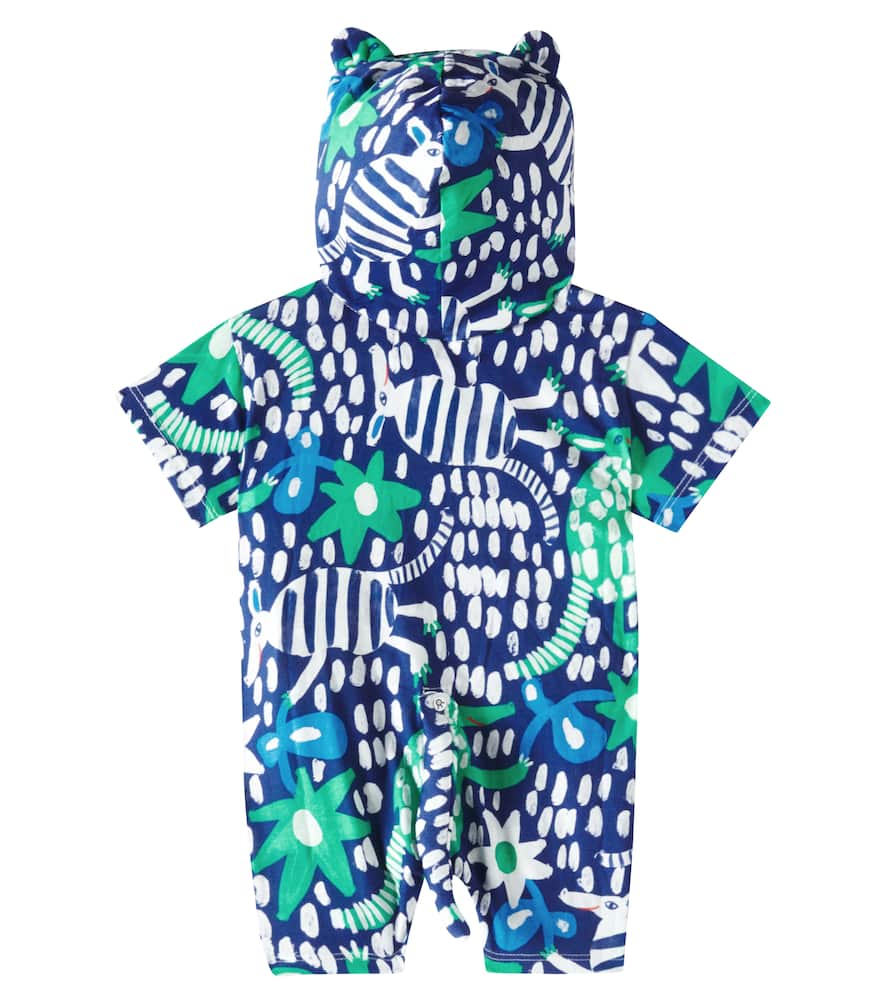 Fábula Baby printed hooded cotton jersey playsuit