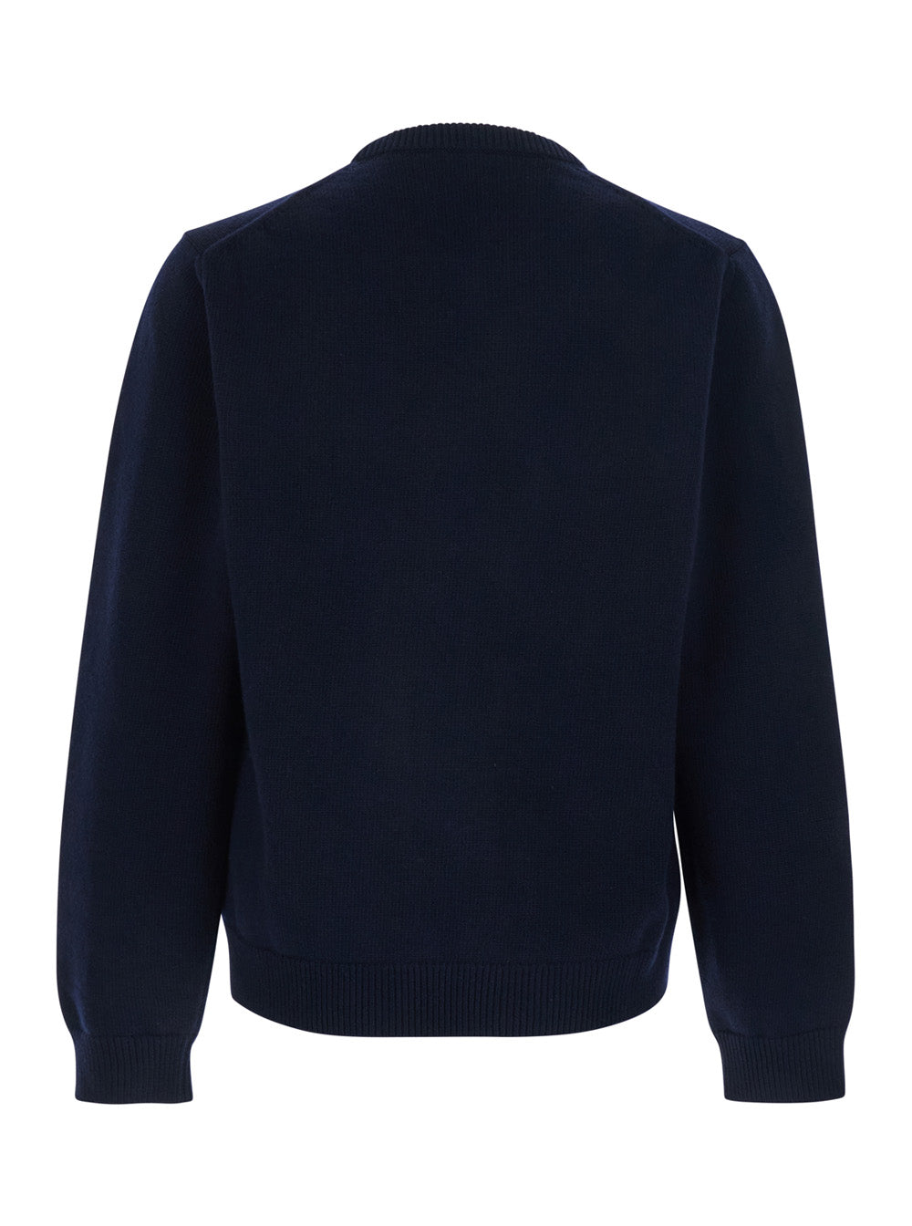 Logo-Embroidered Wool Sweater — Navy