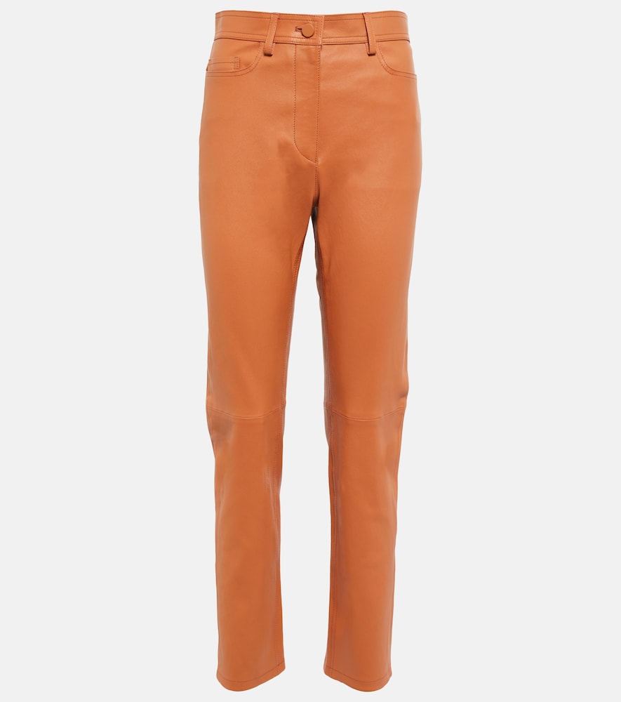 High-rise leather pants