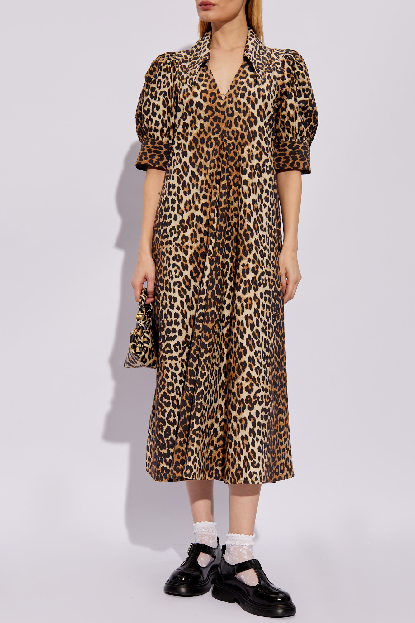 Dress With Animal Motif, Women's, Beige