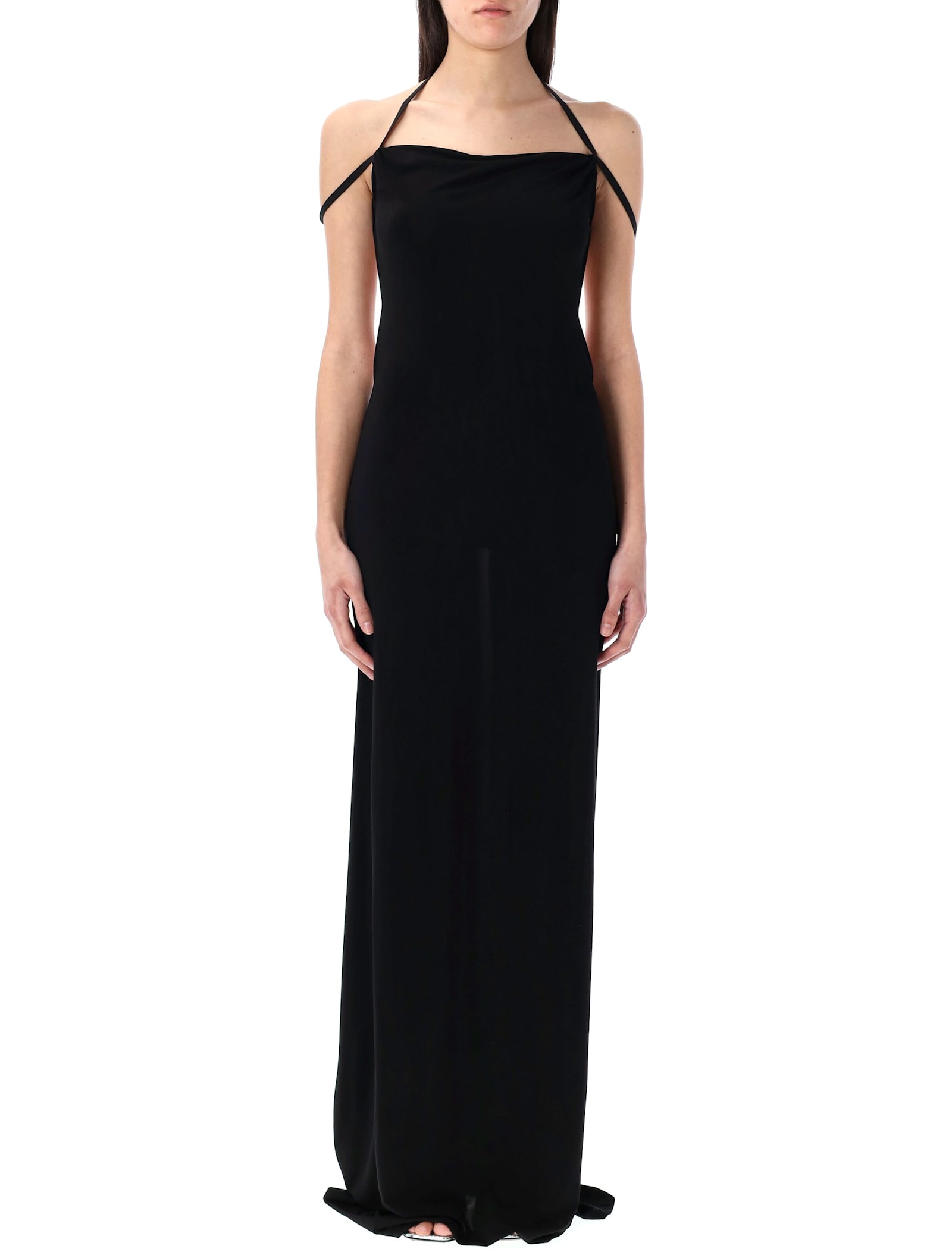 Draped Jersey Open Back Dress