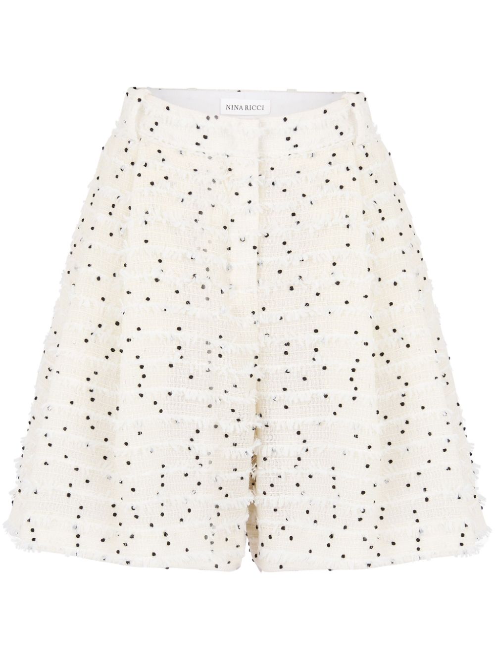 Pleated tweed shorts - White