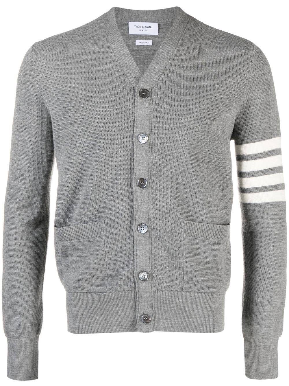 Stripe-detail knit cardigan - Grey