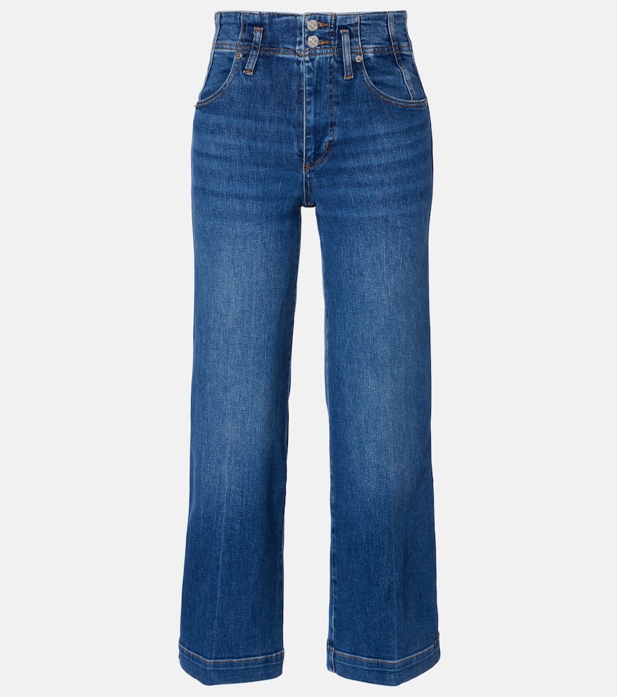 Seamed cropped wide-leg jeans