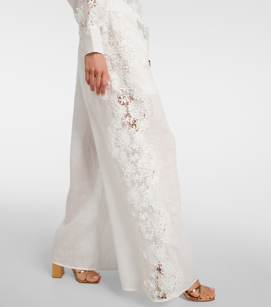 Zimmermann Halliday lace-trimmed linen wide-leg pants