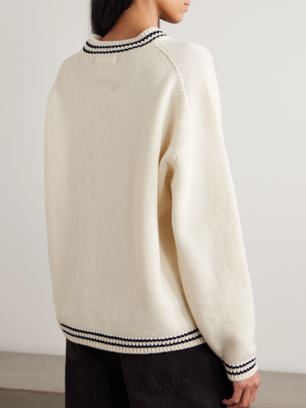&Balla Slouch Striped Wool Sweater - Cream