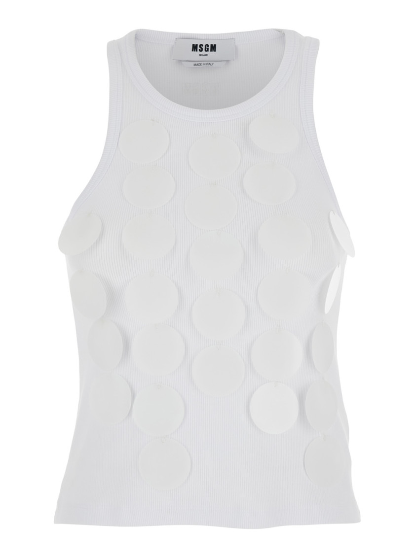 White Sequin Tank Top