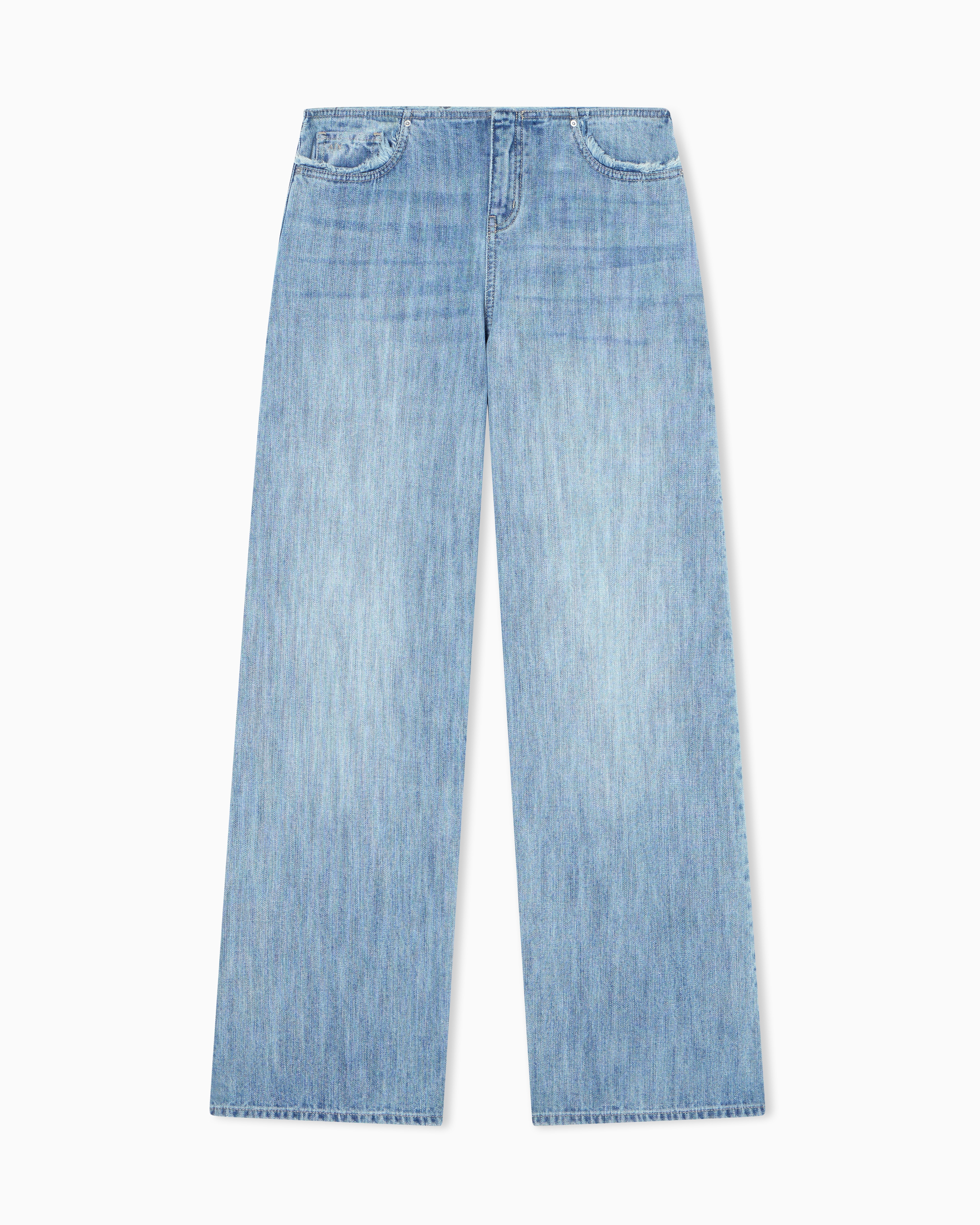 Wide Leg Jeans in Light Denim Made of Stiff Cotton