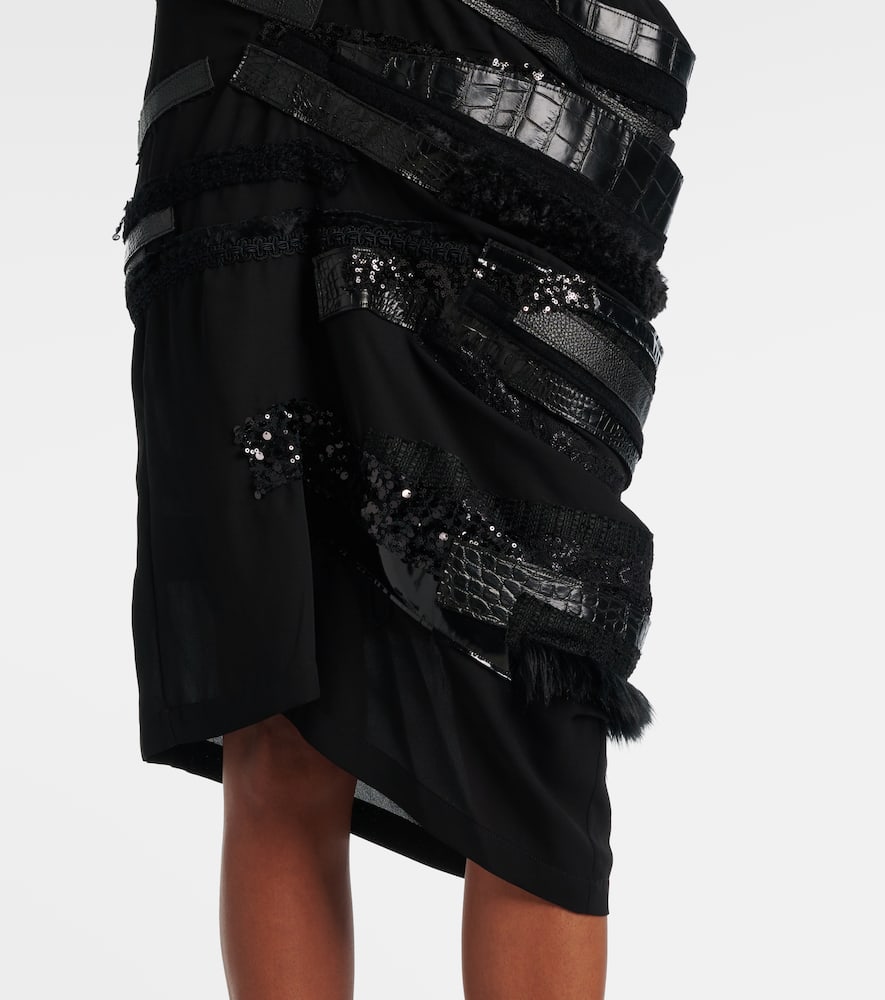 Asymmetrical paneled midi dress