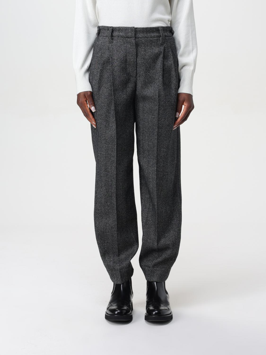 Herringbone-pattern tailored trousers - Grey