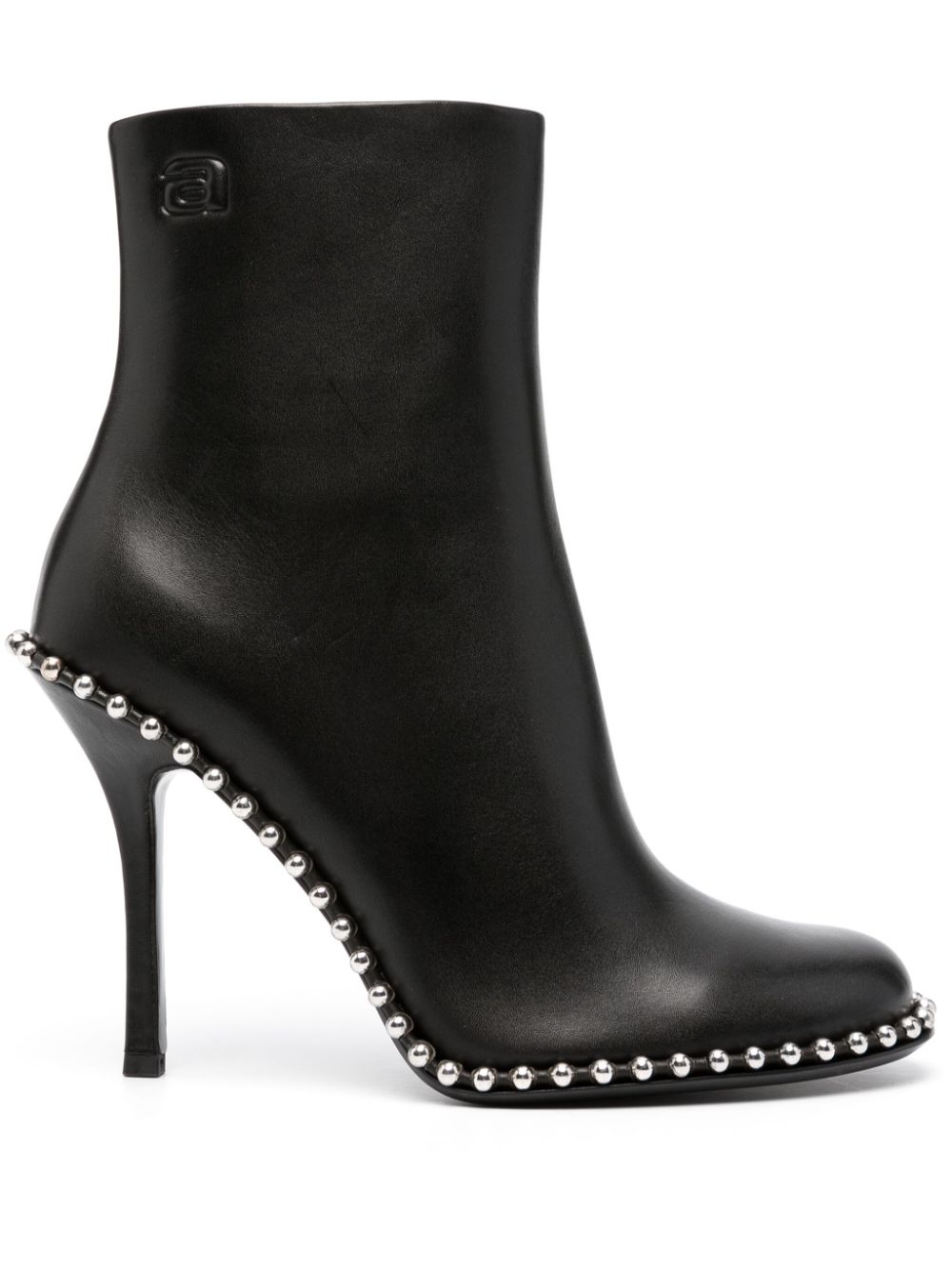 110mm stud-embellished leather ankle boots - Black