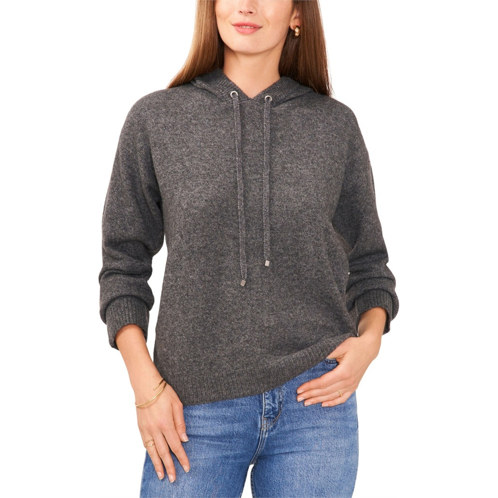 Medium Heather Grey Cozy Hooded Pullover Sweater