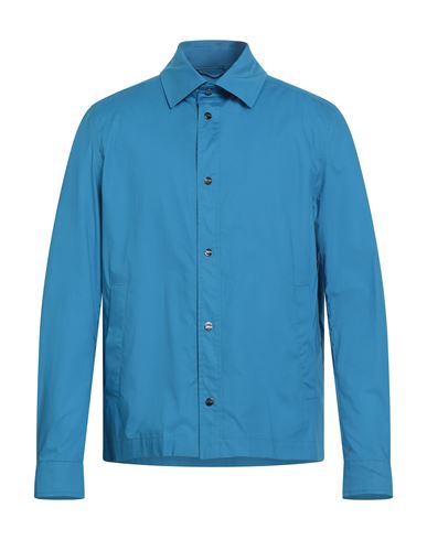 Man Shirt Azure Size 38 Cotton, Elastane