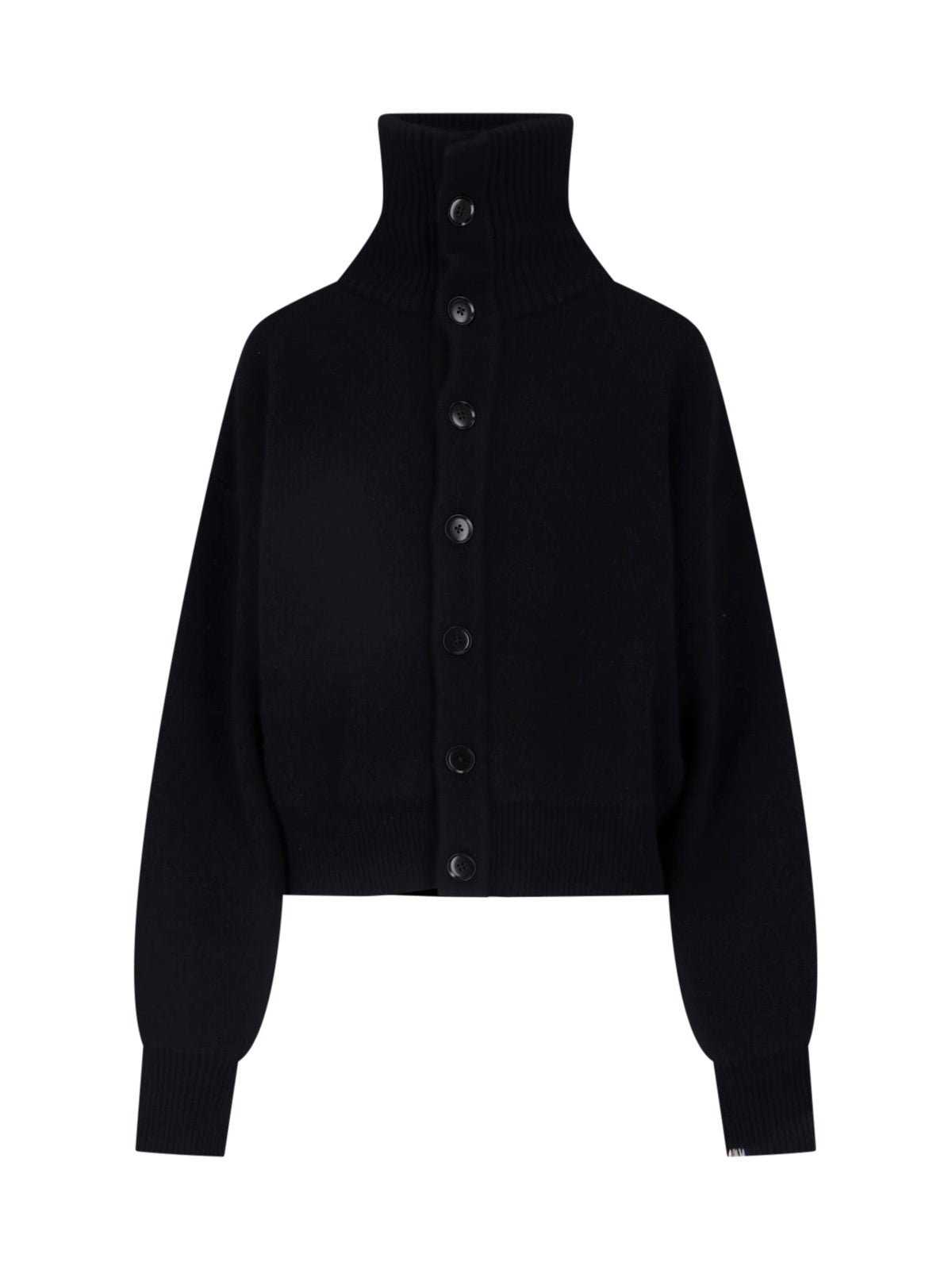 High-Neck Button Front Cashmere Cardigan
