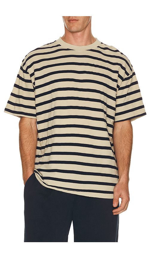 Asher Enzo Striped Tee in Cream. XL/1X. Also in