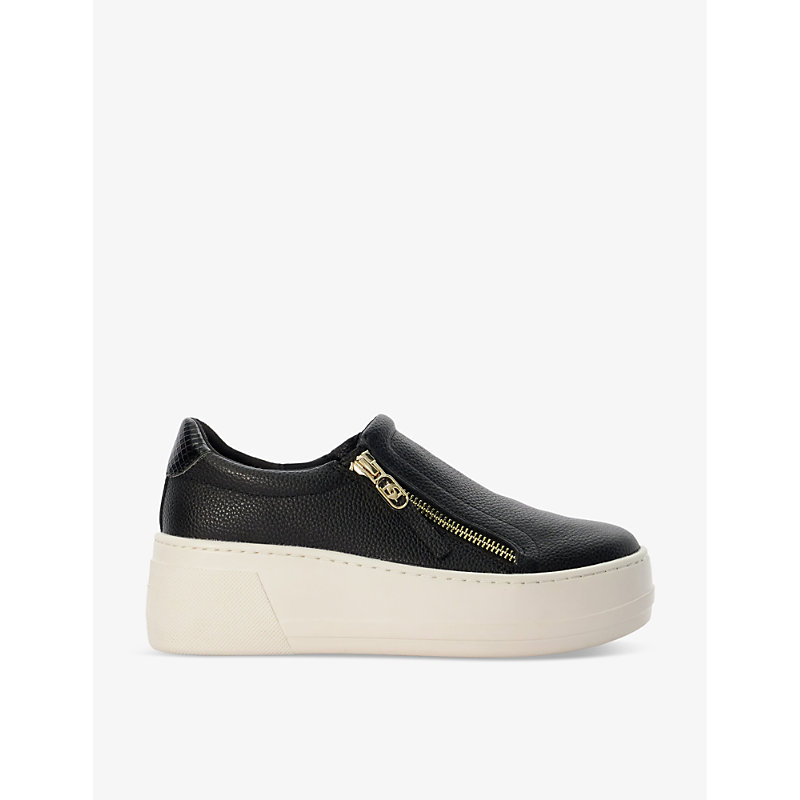 Womens Black-leather Episodic zip Leather Low-top Trainers