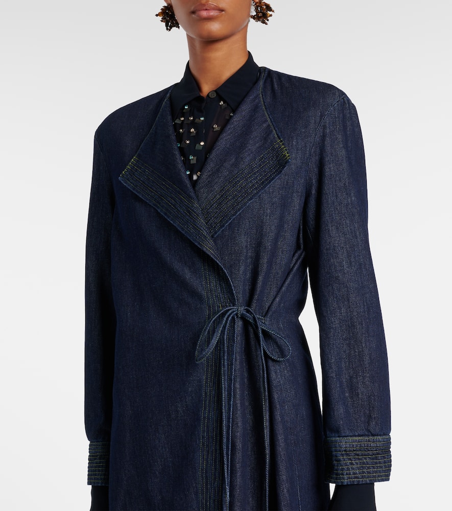Denim wrap coat