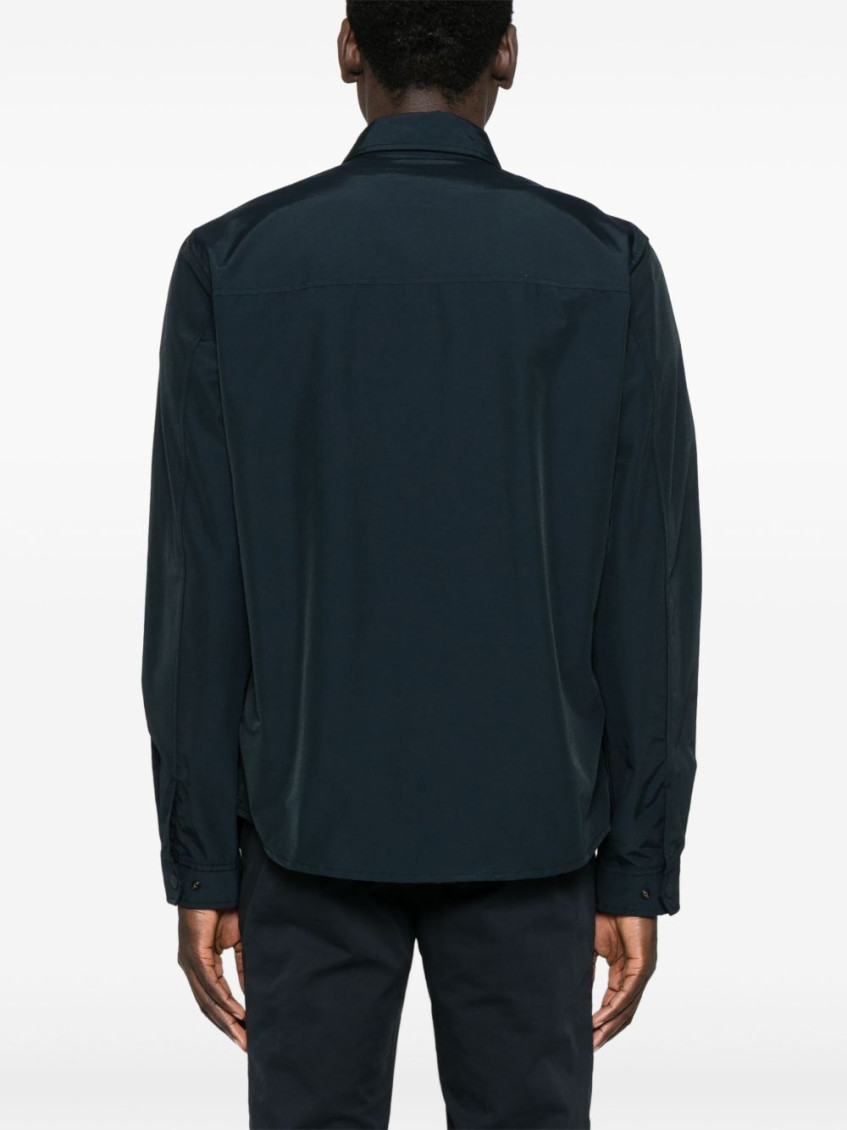 Navy Blue Cotton Blend Shirt
