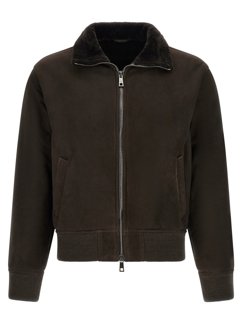Brown Solid Shirt Collar Jacket
