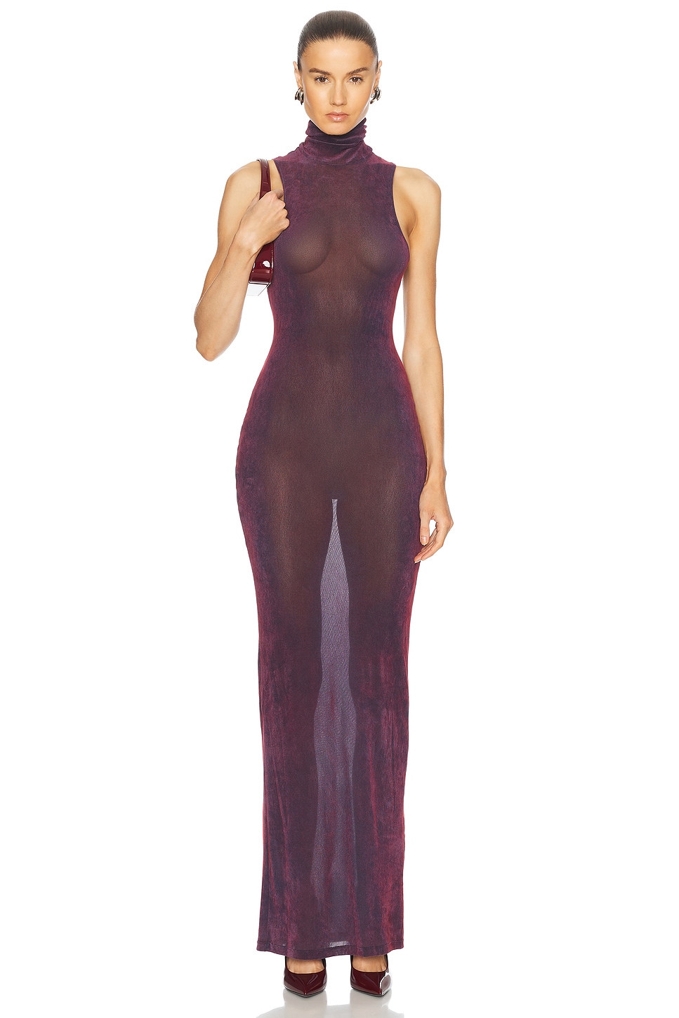 PRISCAVera Turtleneck Maxi Dress in Sugar Plum - Burgundy.  S also in