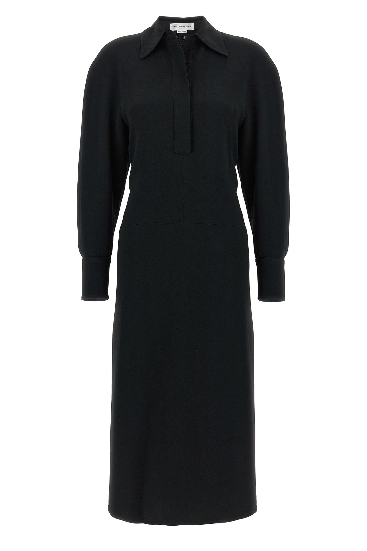 'Long Sleeve Polo Collar Midi' Dress
