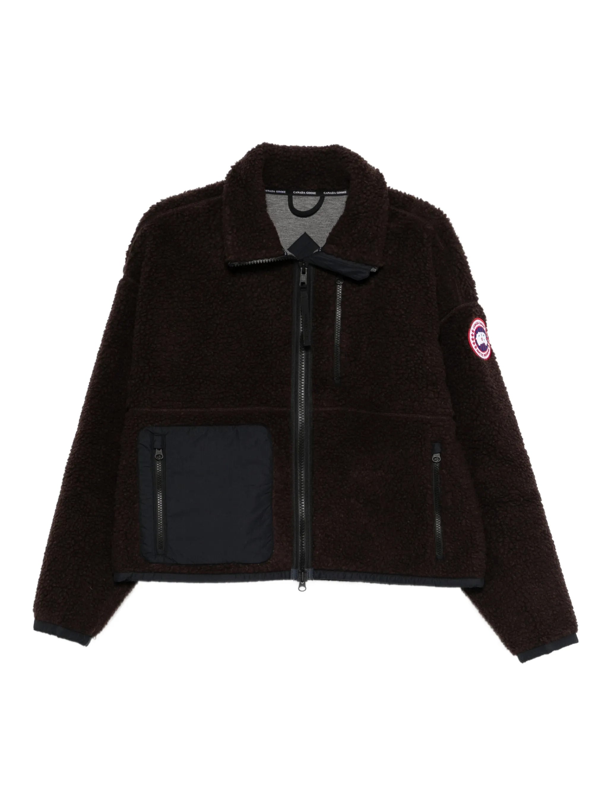 Structured 4-Inch High-Collar Wool Blend Sweater Jacket with Two-Way Zipper