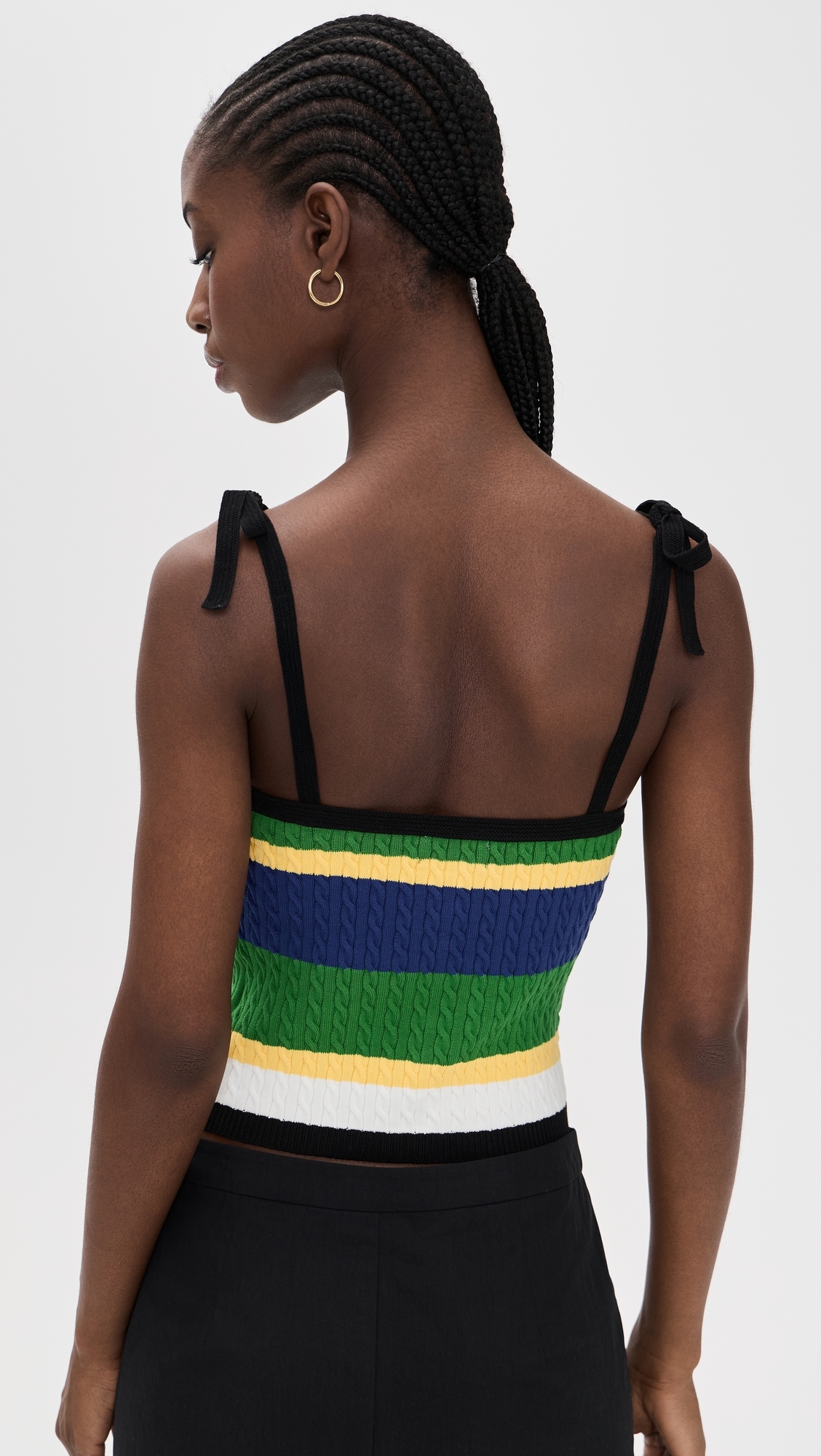 Micro Cable Stripe Tank Top Black
