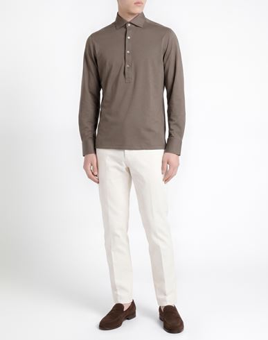 Next Man Polo shirt Dark brown Size M Polyamide, Elastane