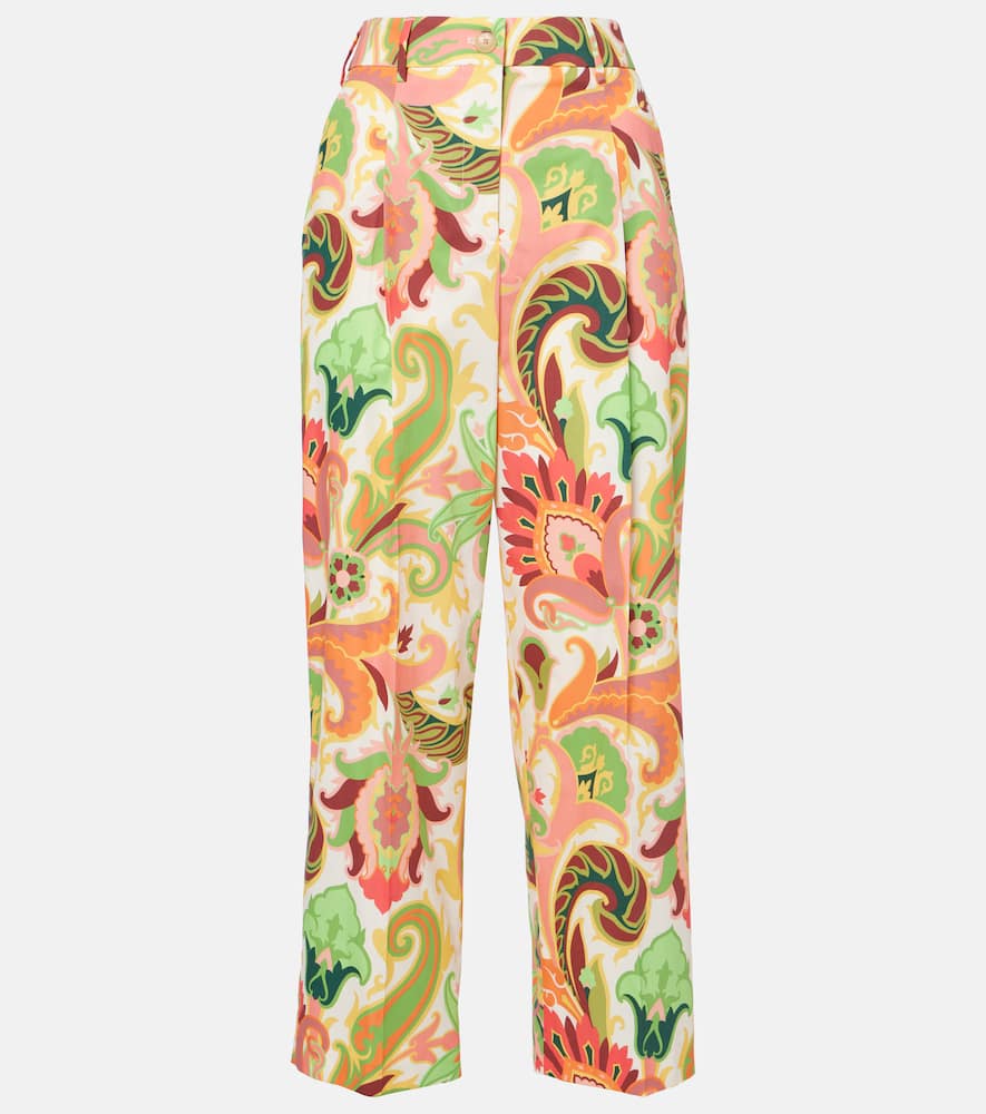 Printed cotton wide-leg pants