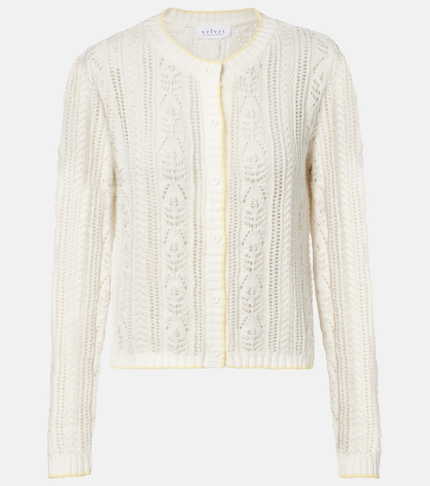 Daisy pointelle cotton-blend cardigan