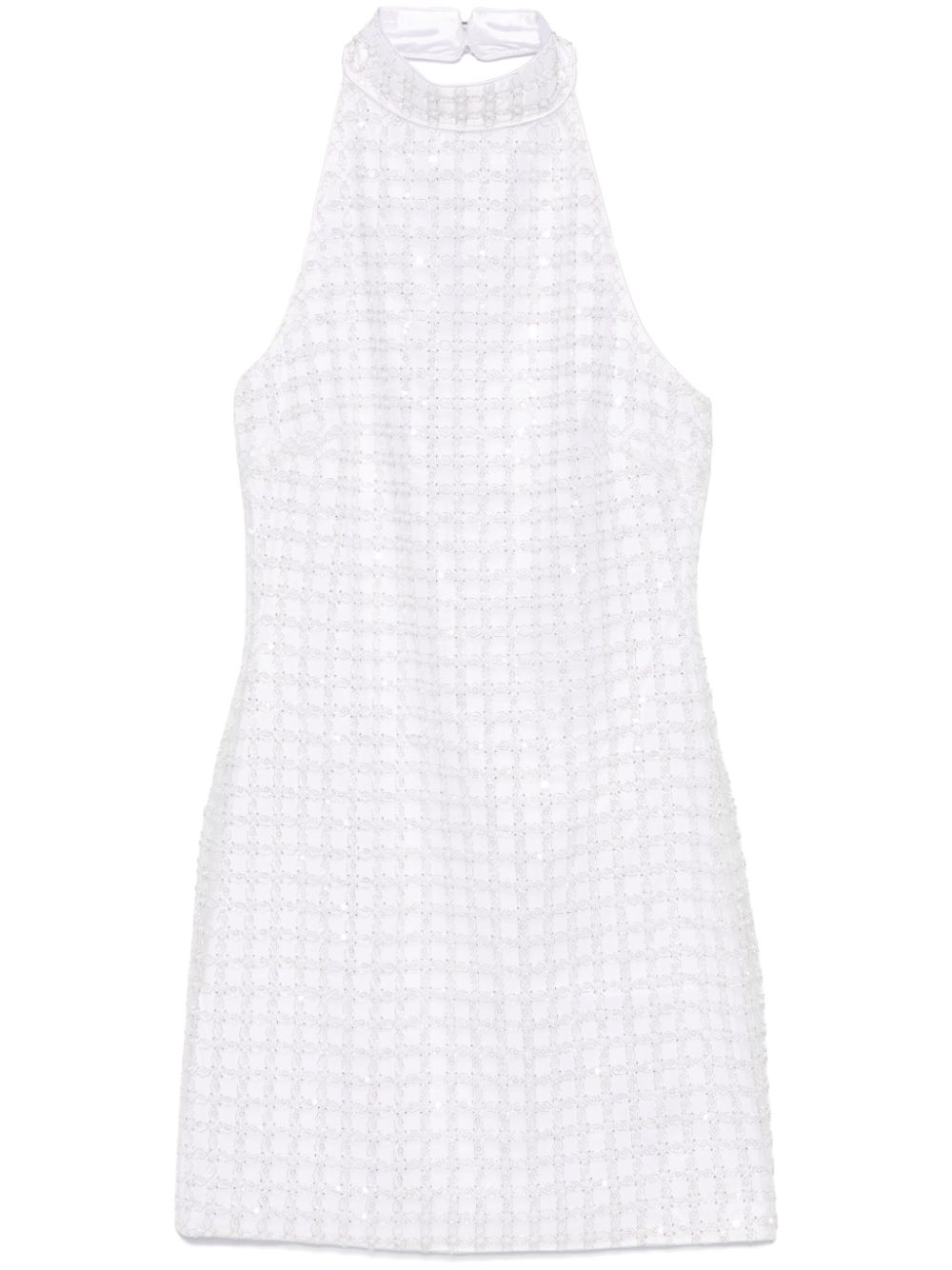 Beaded halterneck mini dress - White