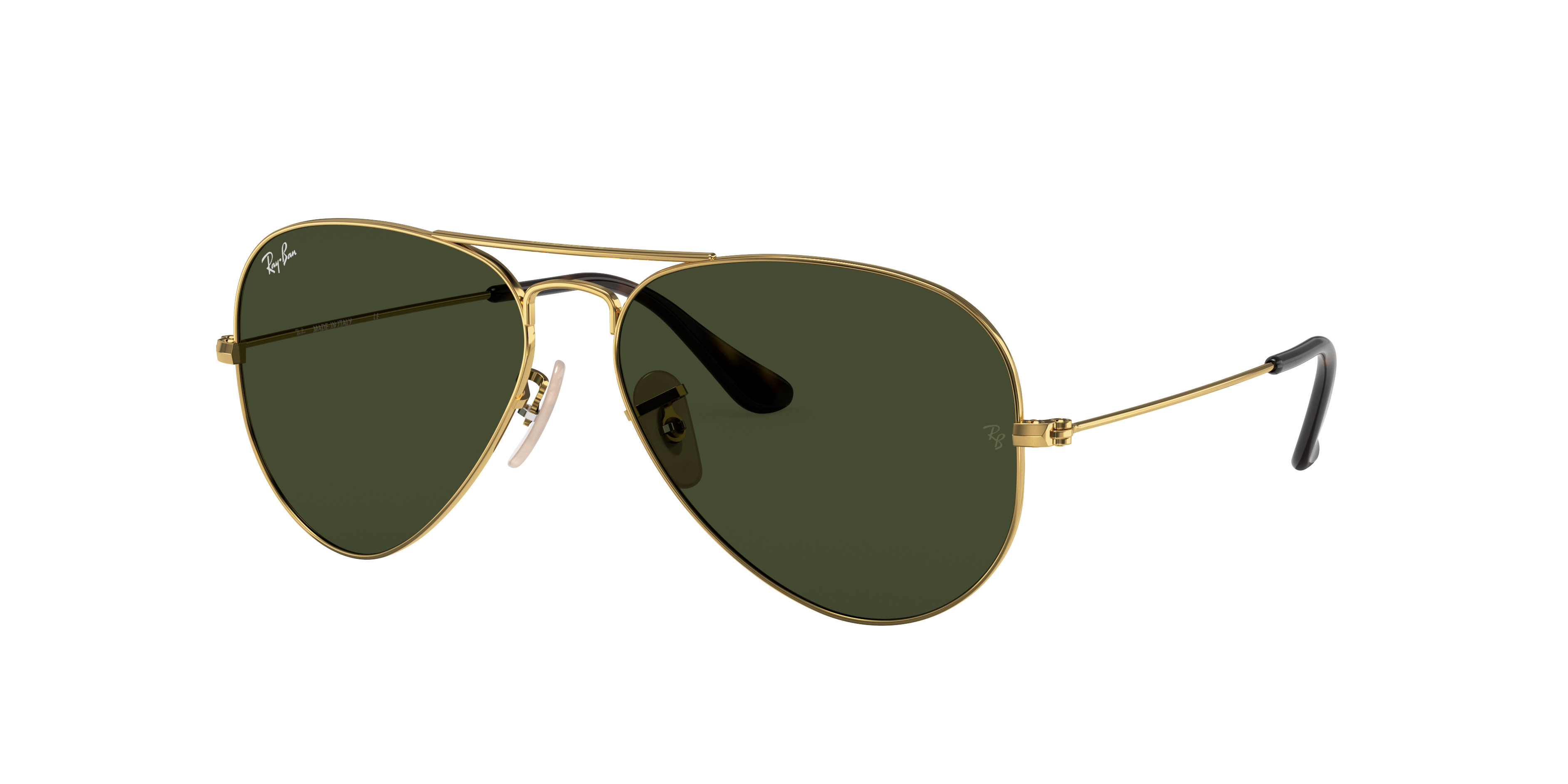 Ray-Ban Unisex Sunglass Aviator Havana Collection - Frame color: Arista Gold, Lens color: G-15 Green